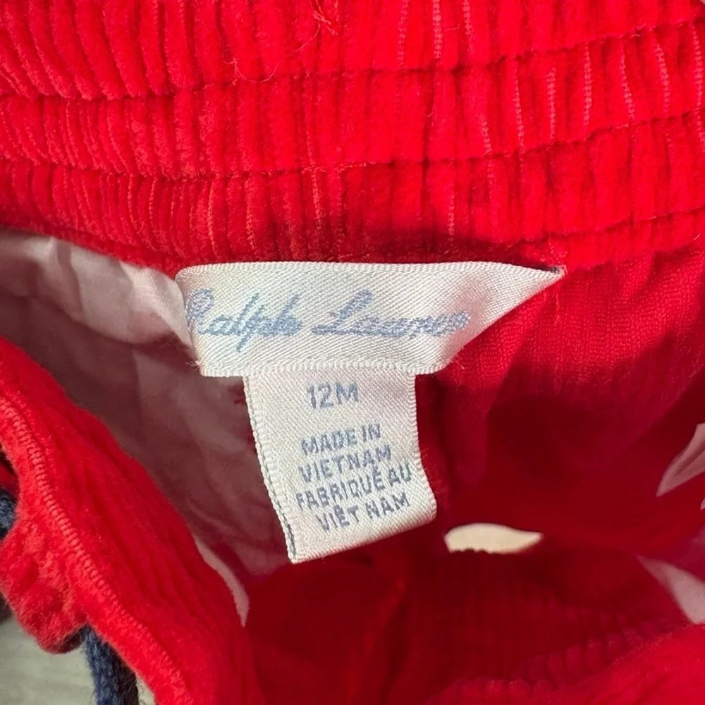 RALPH LAUREN Corduroy‎ Pants Baby Boy 12M Red Belted 12 Months Preppy
